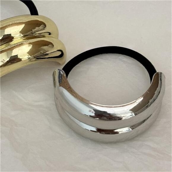 Gold & Geometric Metal Hair Ties | Durable Alloy with Strong Elastic - Picture 1 of 5